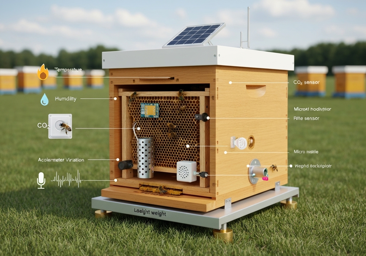 Which sensors are used in robotic beehives?