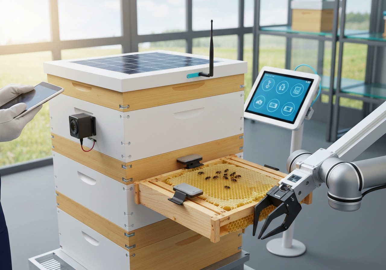 What components make up a robotic beekeeping system?