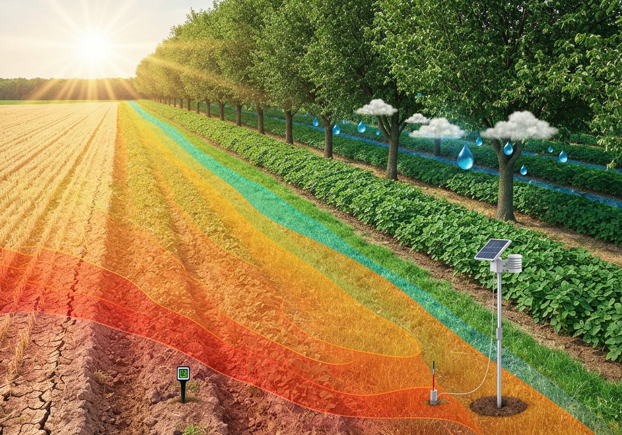 How do agroforestry elements change microclimates?