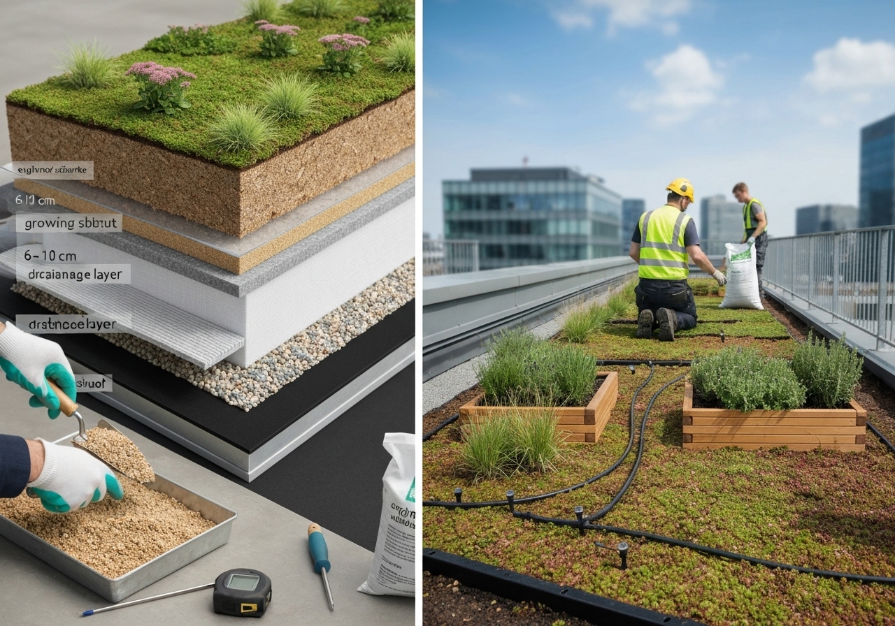 How to create suitable growing substrate on rooftops?
