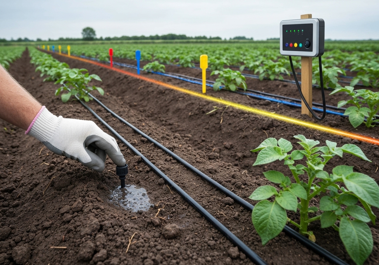 How to layout emitters and schedule irrigation for potatoes?