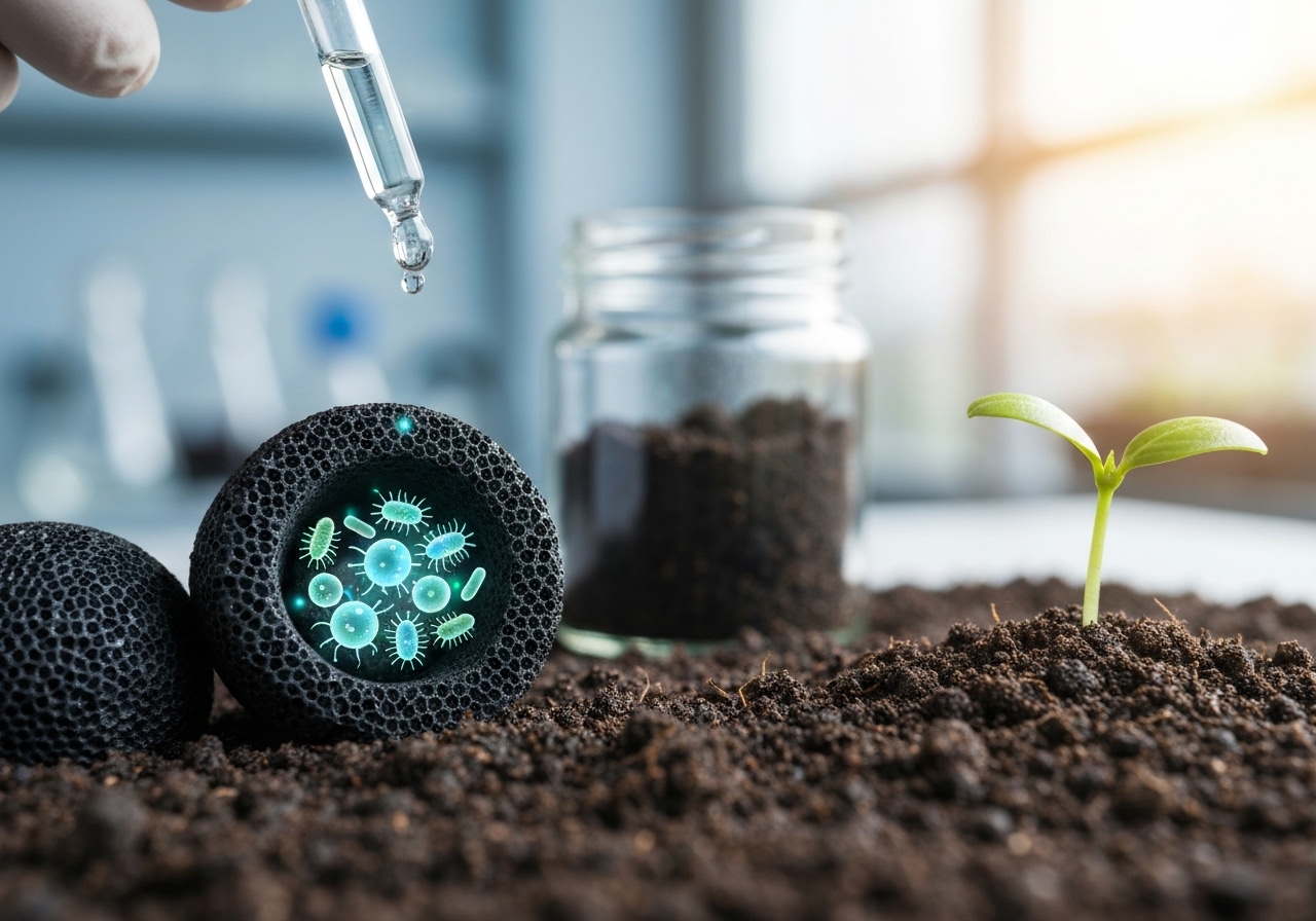 Biochar-microbial blends
