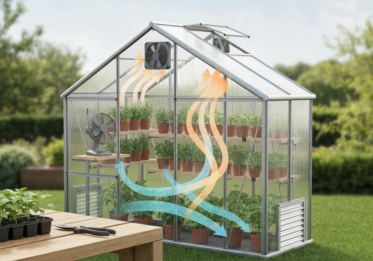 What are the basic principles for airflow in a mini-greenhouse?