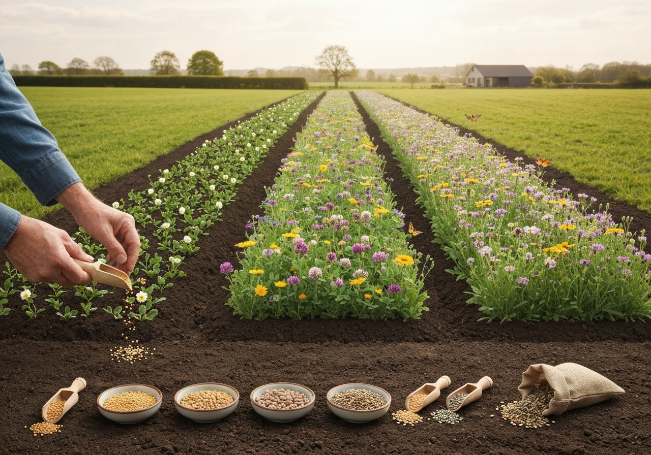 What are effective seed mixes and planting rates for bloom strips?