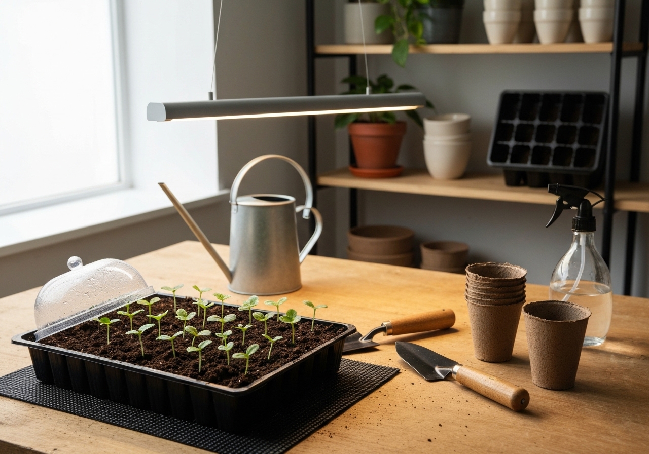 How should I prepare a seed-starting station?