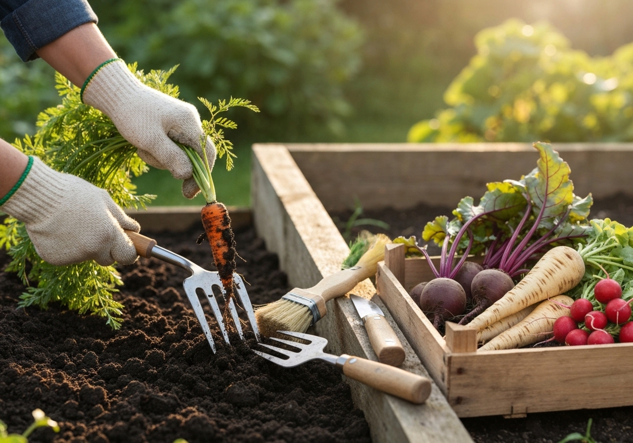 How to harvest root vegetables: tools and technique