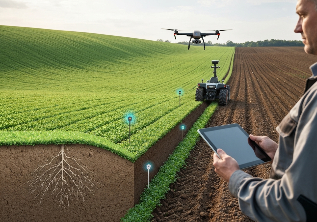 How can technology help me manage cover crops for erosion control?