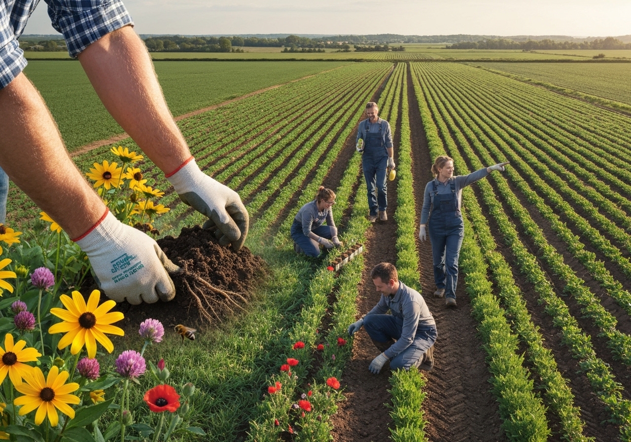 How can farmers scale bloom-strip benefits across landscapes?