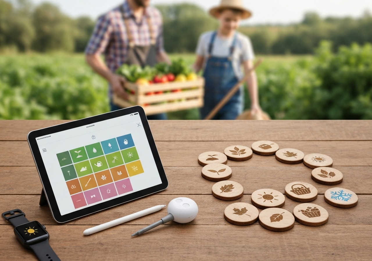 What technology helps maintain a seasonal rotating tasks checklist for small family farms?