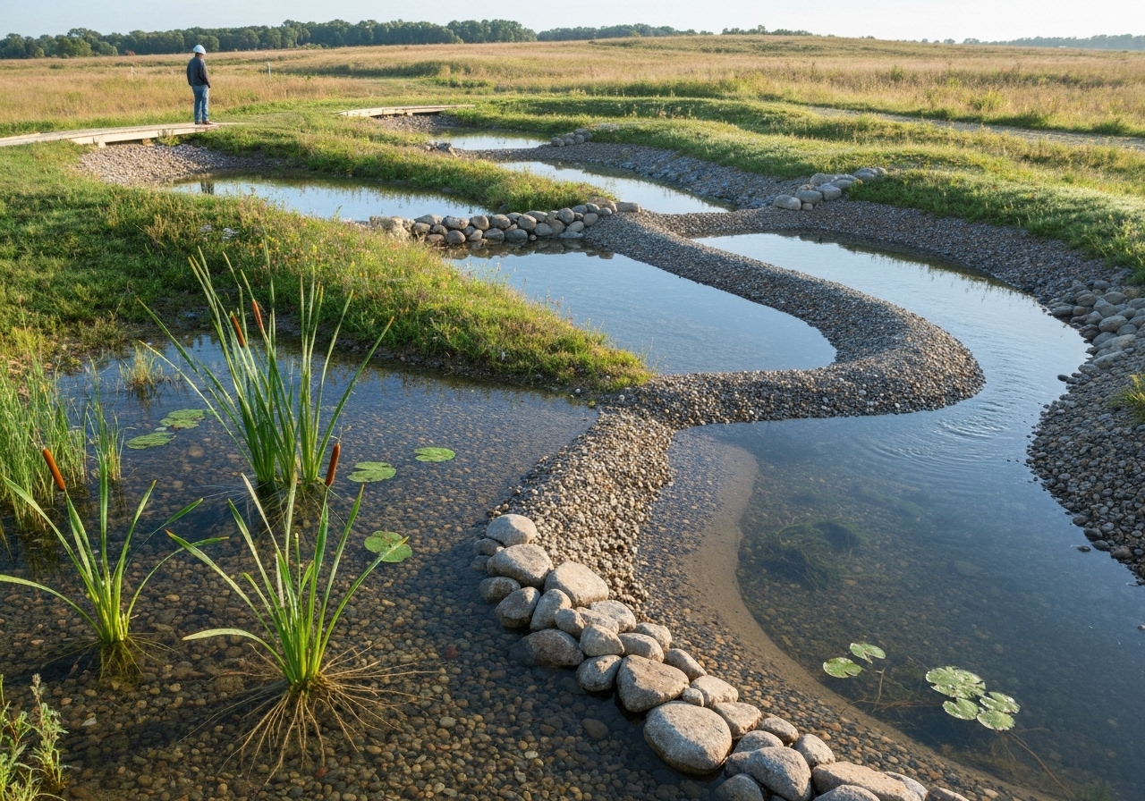 What design elements make a micro-wetland effective?