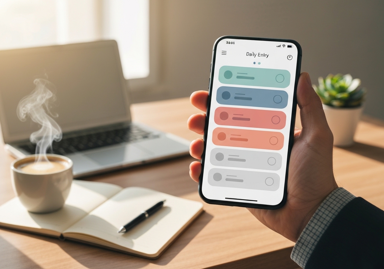 How do you set up a simple mobile template for daily entries?