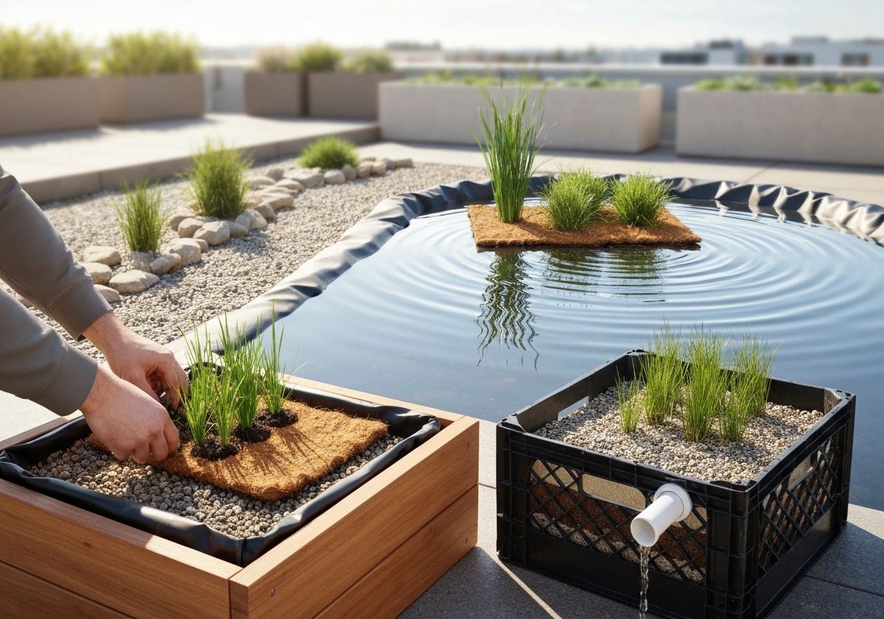 What are quick-build, low-cost micro-wetland options?