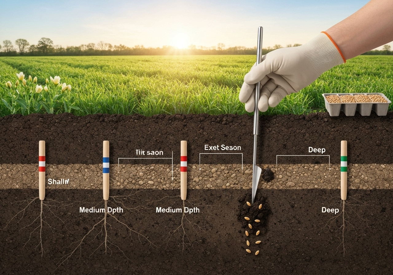 What are recommended application depths and timing?
